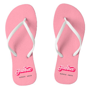 Runher Running Pink Bold Retro Font Motivational Teenslippers