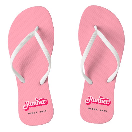 Runher Running Pink Bold Retro Font Motivational Teenslippers (Voetbed)