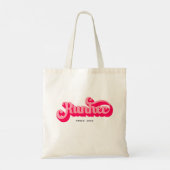 Runher Running Pink Bold Retro Font Motivational Tote Bag (Achterkant)