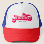 Runher Running Pink Bold Retro Font Motivational Trucker Pet (Voorkant)