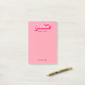 Runher Running Pink Retro Font Motivatie Post-it® Notes (Op bureau)