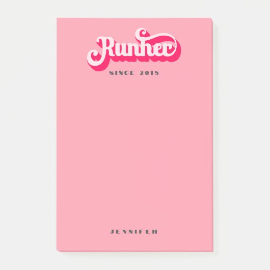 Runher Running Pink Retro Font Motivatie Post-it® Notes (Voorkant)