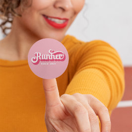 Runher Running Pink Retro Font Motivatie Ronde Sticker