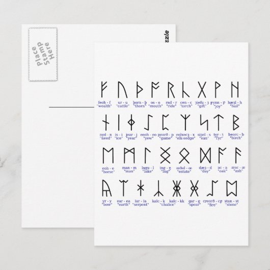 Runic Alphabet Briefkaart (Voorkant / Achterkant)