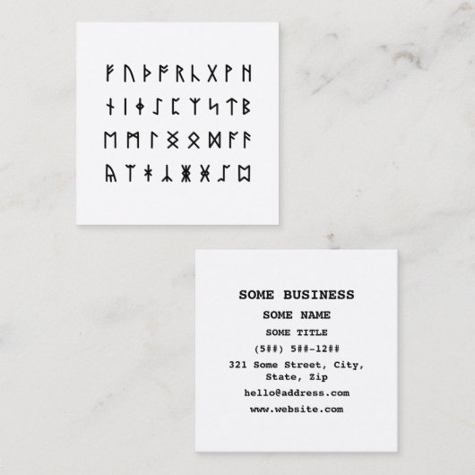 Runic Alphabet [Futhorc] Vierkante Visitekaartje (Voorkant / Achterkant)