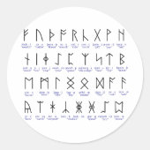Runic Alphabet Ronde Sticker (Voorkant)
