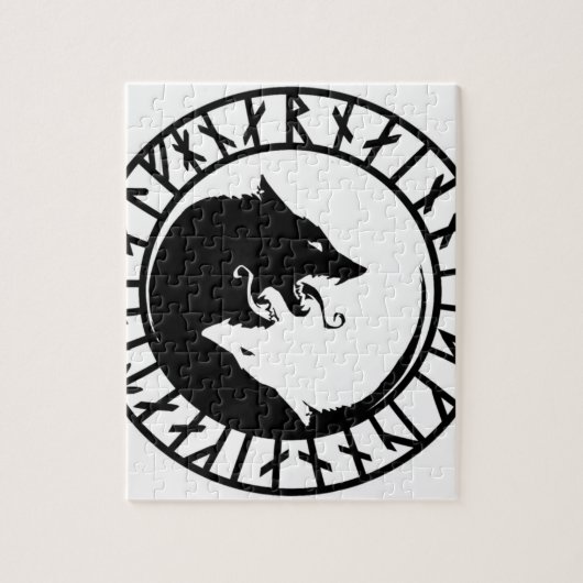 Runic Dire Wolf viking norse nordic runes Legpuzzel (Verticaal)