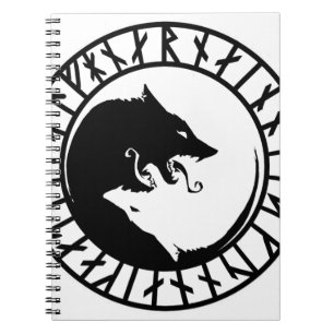 Runic Dire Wolf viking norse nordic runes Notitieboek