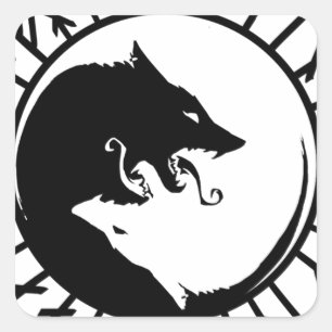 Runic Dire Wolf viking norse nordic runes Vierkante Sticker