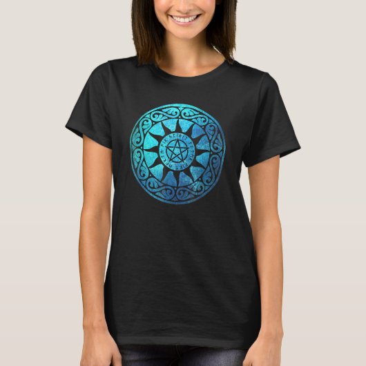 Runic Magical Pentacle Pagan Witchcraft Protection T-shirt (Voorkant)