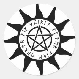Runic Pentacle Sun Round Sticker
