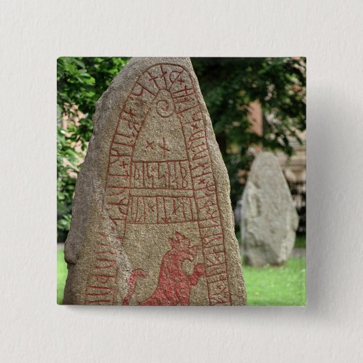 Runic stone vierkante button 5,1 cm (Voorkant)