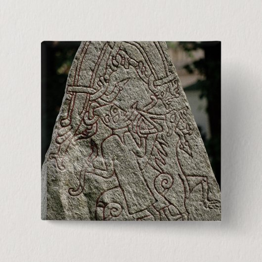 Runic stone vierkante button 5,1 cm (Voorkant)