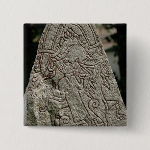 Runic stone vierkante button 5,1 cm