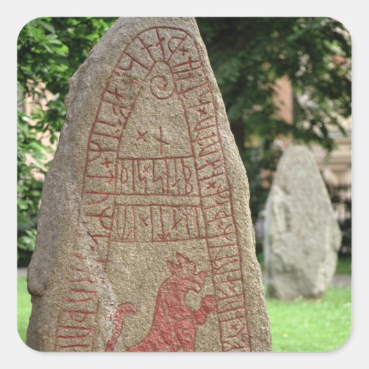 Runic stone vierkante sticker (Voorkant)