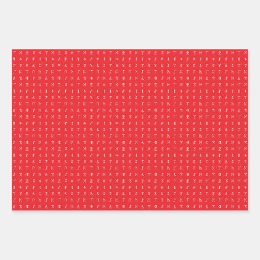 Runic Symbool Wit, Zwart & Rood Wrapping Sheet Set Inpakpapier Vel (Voorkant 3)