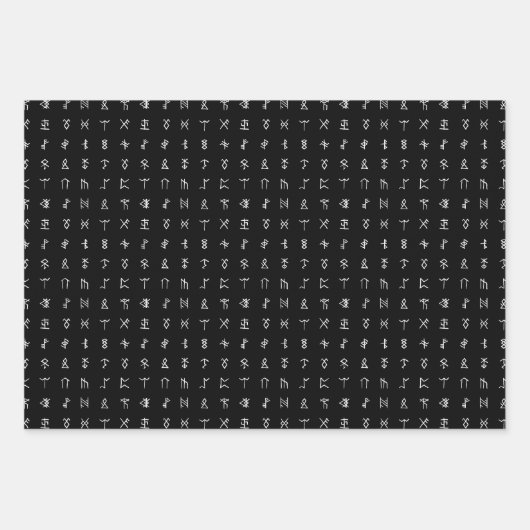 Runic Symbool Wit, Zwart & Rood Wrapping Sheet Set Inpakpapier Vel (Voorkant 2)