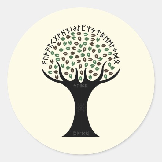 Runic Tree Sticker (Rond) (Voorkant)
