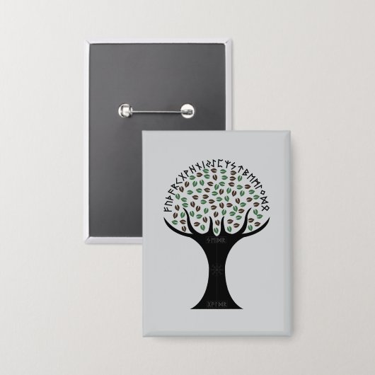 Runische Boom Knoppen Button (Voorkant / Achterkant)