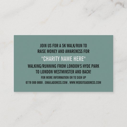 Runner, Charity run-Walk-a-Thon Event Visitekaartje (Achterkant)