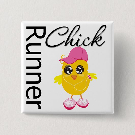 Runner Chick Vierkante Button 5,1 Cm (Voorkant)