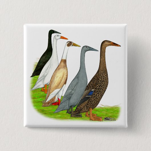 Runner Duck Assortation Vierkante Button 5,1 Cm (Voorkant)