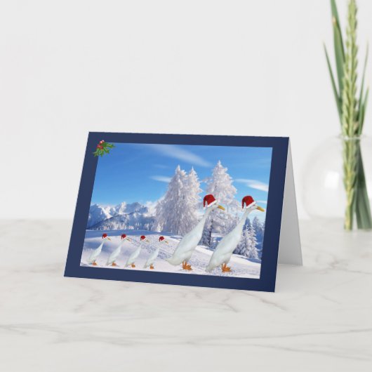 Runner duck santa hat feestdagen kaart (Voorkant)