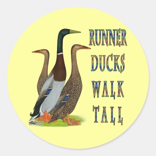 Runner Ducks Walk Tall Ronde Sticker (Voorkant)