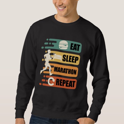 Runner EAT SLEEP MARATHON REPEAT Hardlopen Grappig Trui (Voorkant)