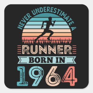 Runner geboren in 1964 60th Birthday Gift Running  Vierkante Sticker