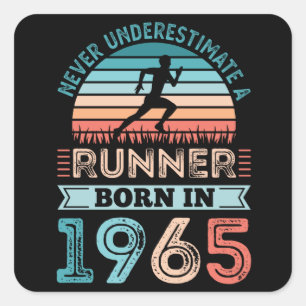 Runner geboren in 1965 60th Birthday Gift Running  Vierkante Sticker
