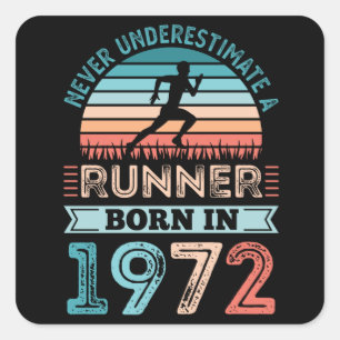 Runner geboren in 1972 50th Birthday Gift Running  Vierkante Sticker