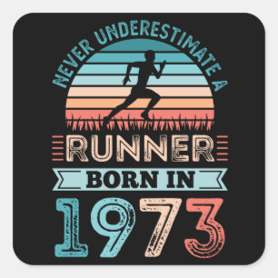 Runner geboren in 1973 50th Birthday Gift Running  Vierkante Sticker