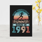 Runner geboren in 1991 30th Birthday Gift Running Kaart (Gele Bloem)