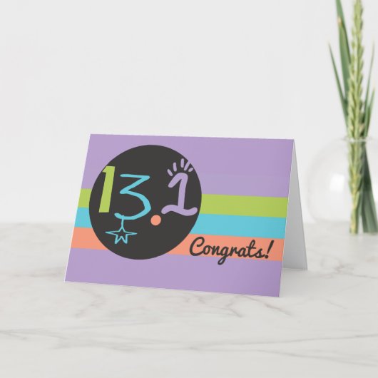 Runner Gefeliciteerd Eclectic 13.1 Marathon Kaart (Voorkant)