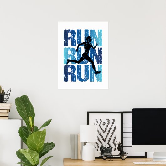  runner Girl - run run run Poster (Thuiskantoor)