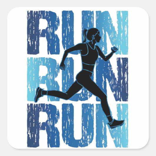 runner Girl - run run run Vierkante Sticker (Voorkant)