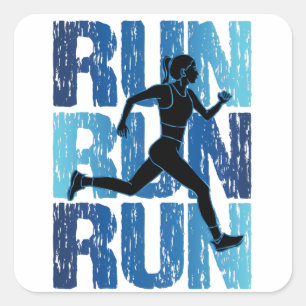 runner Girl - run run run Vierkante Sticker
