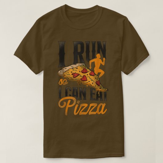 Runner Half Marathon Pizza  ik run S T-shirt (Design voorkant)