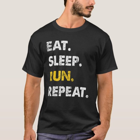 Runner Jogging Eat Sleep Run Herhalen T-shirt (Voorkant)