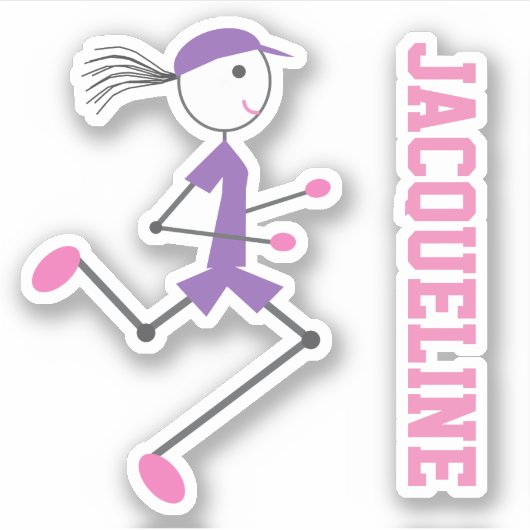Runner Lady Pink Paarse Persoonlijke Sticker (Voorkant)