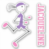 Runner Lady Pink Paarse Persoonlijke Sticker (Voorkant)
