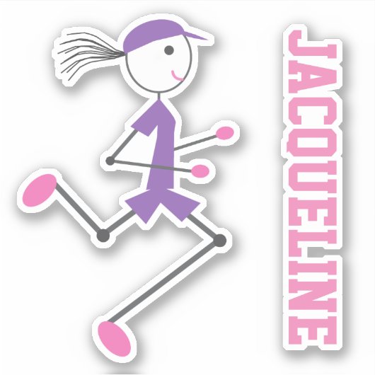 Runner Lady Pink Paarse Persoonlijke Sticker (Voorkant)