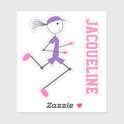 Runner Lady Pink Paarse Persoonlijke Sticker (Vel)