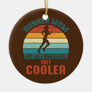 Runner Mam Cool Running Girl Retro Future Keramisch Ornament