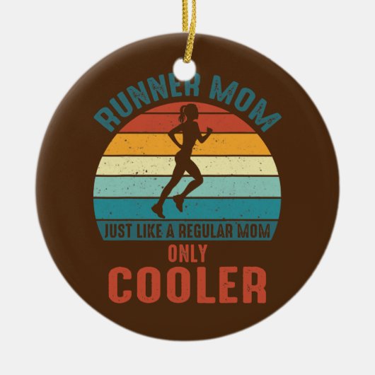 Runner Mam Cool Running Girl Retro Future Keramisch Ornament (Voorkant)