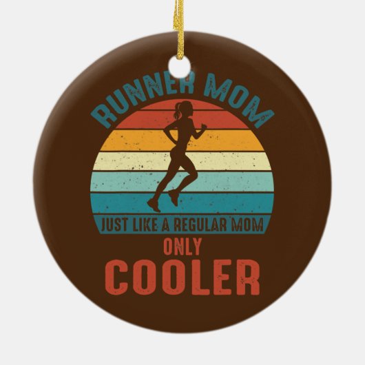 Runner Mam Cool Running Girl Retro Future Keramisch Ornament (Achterkant)
