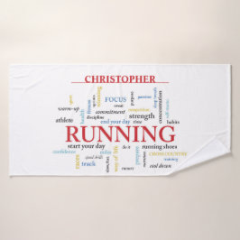 Runner met gepersonaliseerde woorden badhanddoek