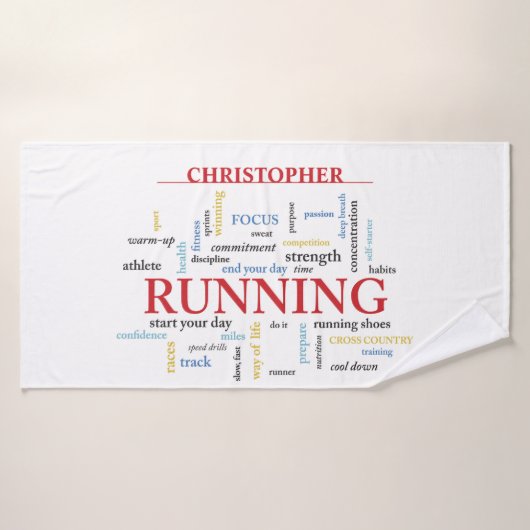 Runner met gepersonaliseerde woorden badhanddoek (Badhanddoek)