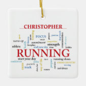 Runner met gepersonaliseerde woorden keramisch ornament (Voorkant)